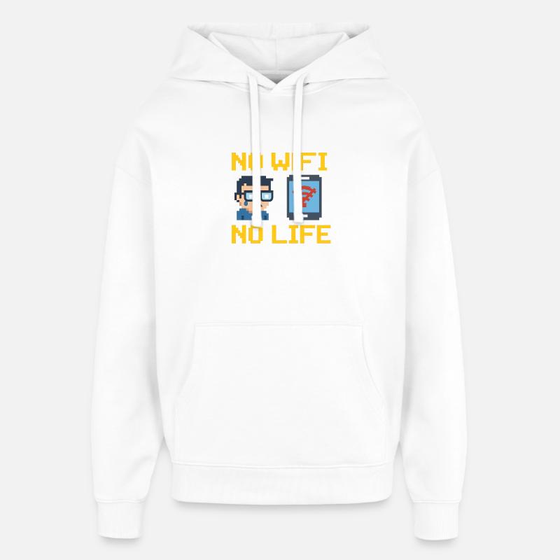 Pas de WiFi, pas de vie - Sweat à capuche unisexe Stanley/Stella Oversized - blanc