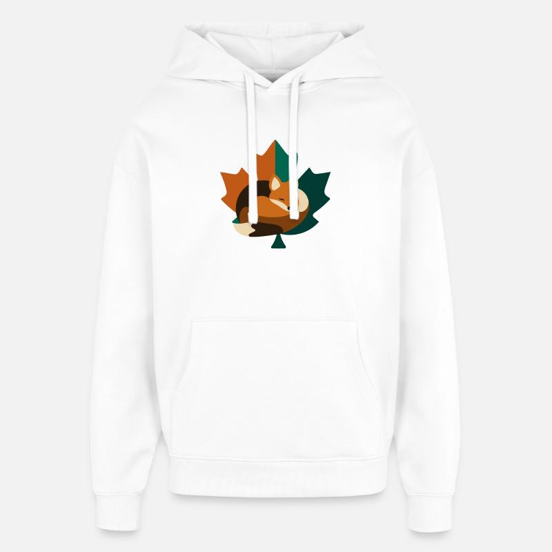 Fox in maple leaf design. - Oversized Unisex Hoodie by Stanley/Stella - white