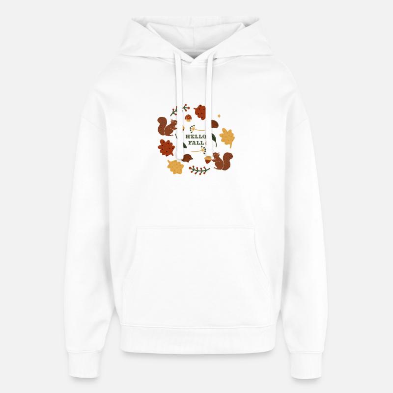 Motif de la nature automnale avec des écureuils - Sweat à capuche unisexe Stanley/Stella Oversized - blanc