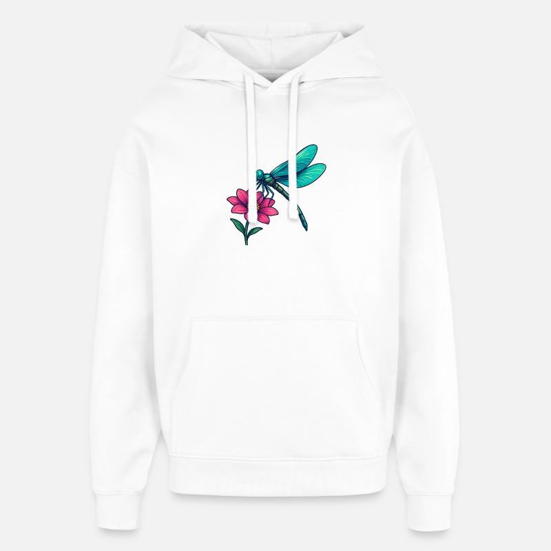 Libellule sur la fleur - Sweat à capuche unisexe Stanley/Stella Oversized - blanc