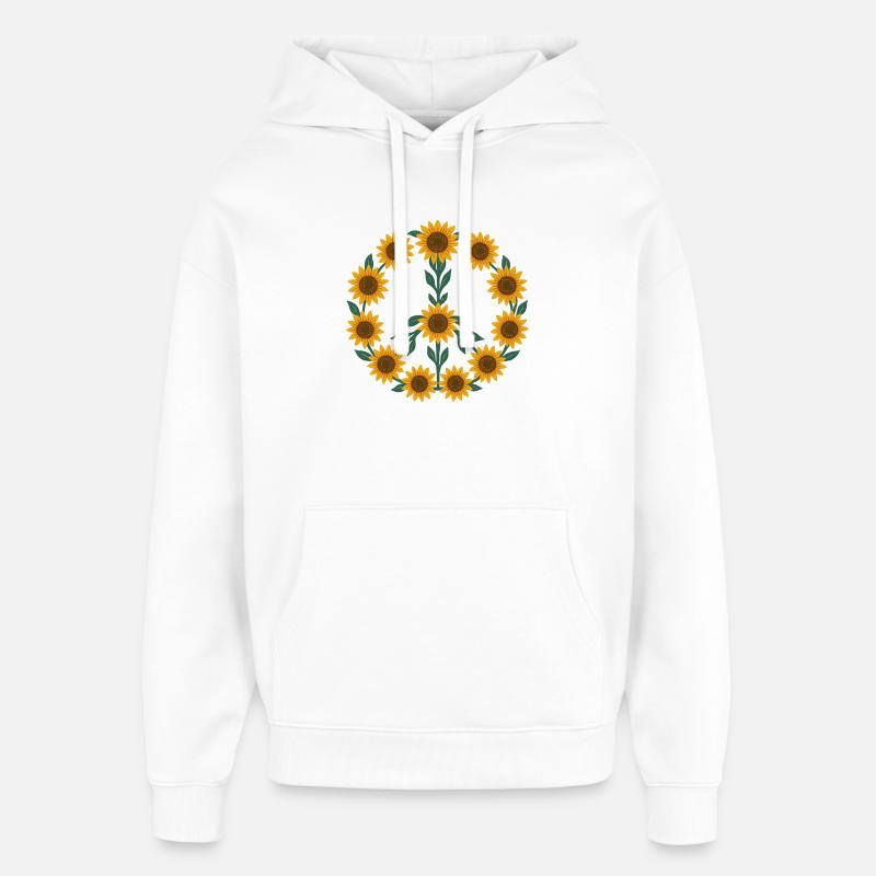 Symbole de paix du tournesol - Sweat à capuche unisexe Stanley/Stella Oversized - blanc