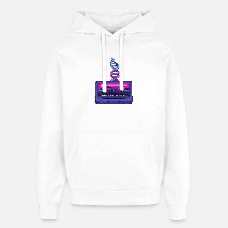 Neon Rétro Cassette DNA Art - Sweat à capuche unisexe Stanley/Stella Oversized - blanc
