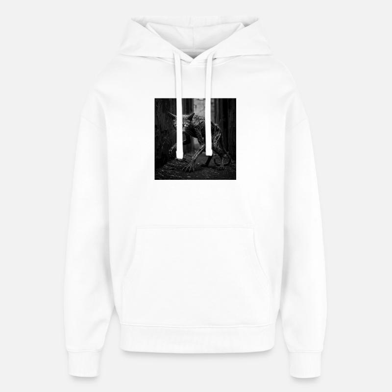 Créature sombre à tête de chat - Sweat à capuche unisexe Stanley/Stella Oversized - blanc