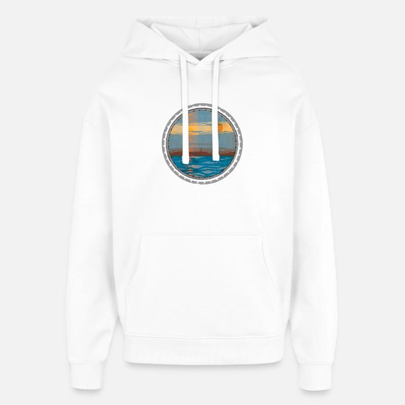 Coucher de soleil sur l’eau - Sweat à capuche unisexe Stanley/Stella Oversized - blanc