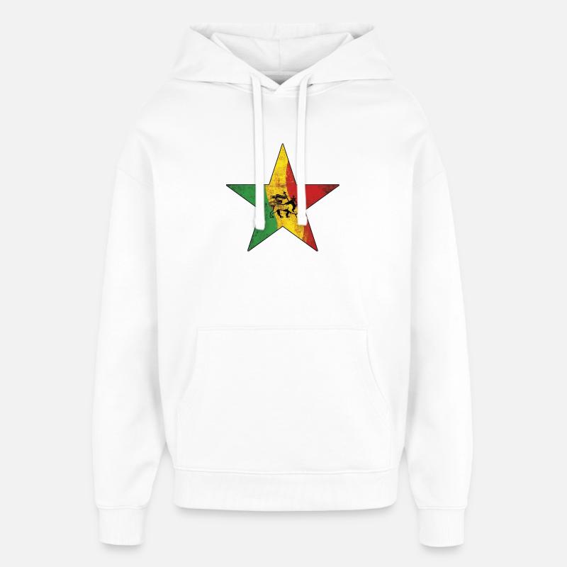 Reggae Löwe mit Rastafarbe - Oversized Unisex Hoodie von Stanley/Stella - Weiß