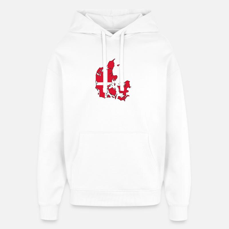 Drapeau du Danemark sur la carte - Sweat à capuche unisexe Stanley/Stella Oversized - blanc