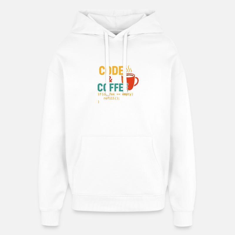 Code et café - Sweat à capuche unisexe Stanley/Stella Oversized - blanc