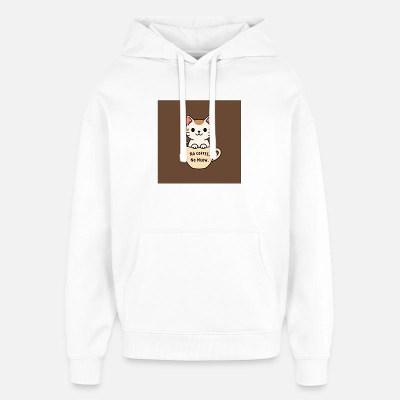 Café de chat dicton design - Sweat à capuche unisexe Stanley/Stella Oversized - blanc