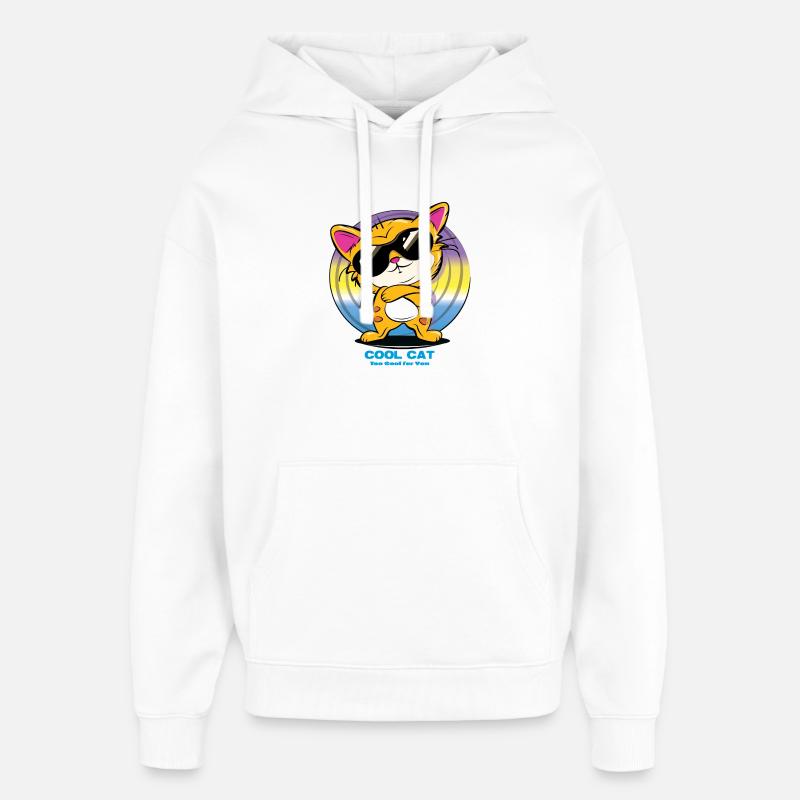 Coole Katze mit Sonnenbrille - Oversized Unisex Hoodie von Stanley/Stella - Weiß