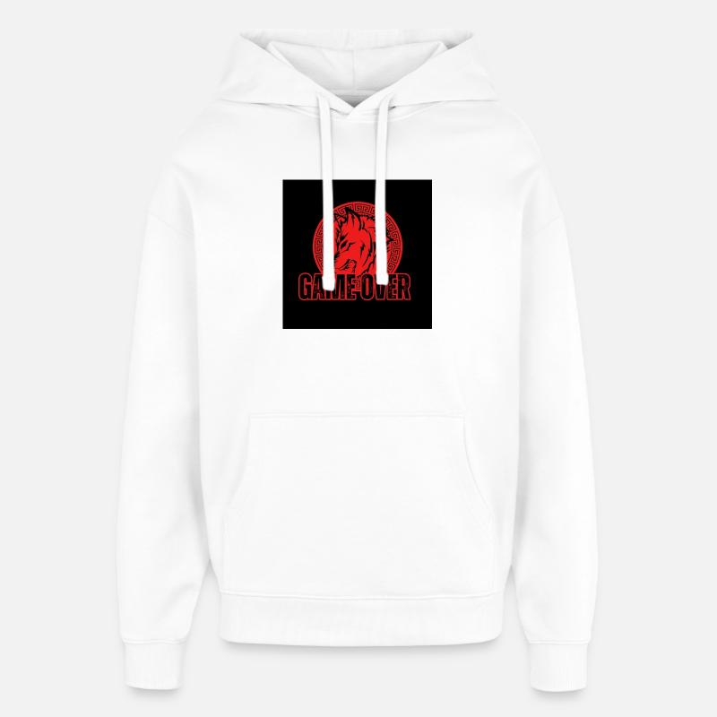 Aggressiver Roter Wolf "Game Over" - Oversized Unisex Hoodie von Stanley/Stella - Weiß