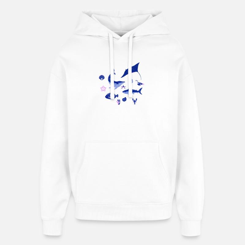 des Animaux Marins - Sweat à capuche unisexe Stanley/Stella Oversized - blanc