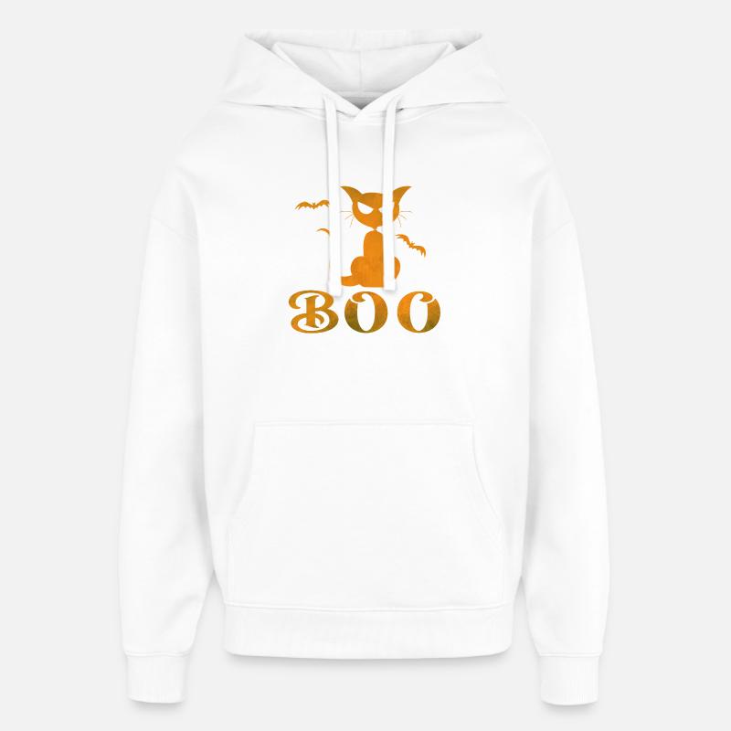 Halloween Boo Cat Design - Sweat à capuche unisexe Stanley/Stella Oversized - blanc