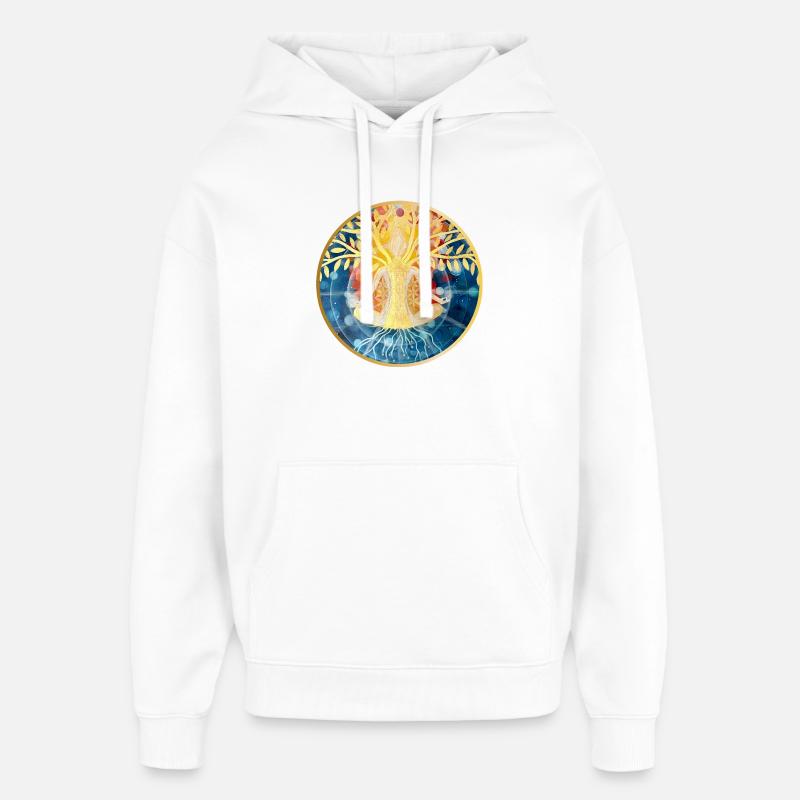 Lebendige Baum-Meditation Illustration - Oversized Unisex Hoodie von Stanley/Stella - Weiß