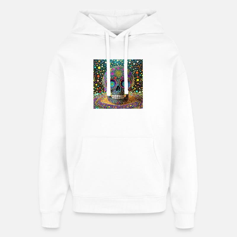 Crâne Dia de los Muertos - Sweat à capuche unisexe Stanley/Stella Oversized - blanc