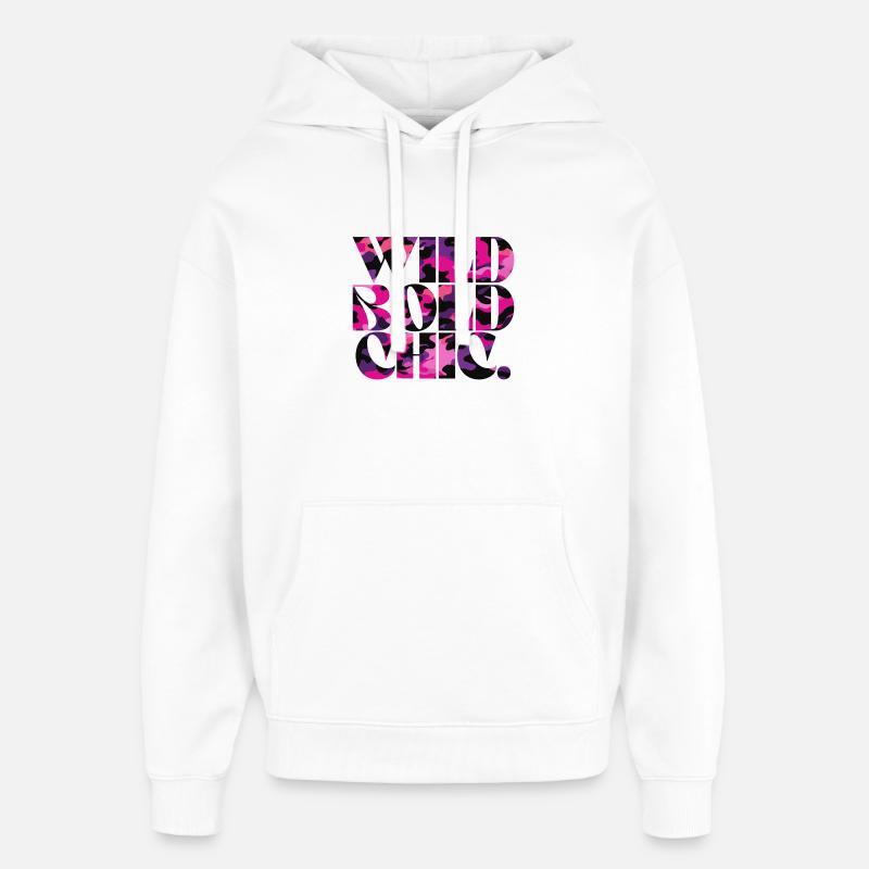 Wild Bold Chic Camo Pattern Design - Oversized Unisex Hoodie by Stanley/Stella - white