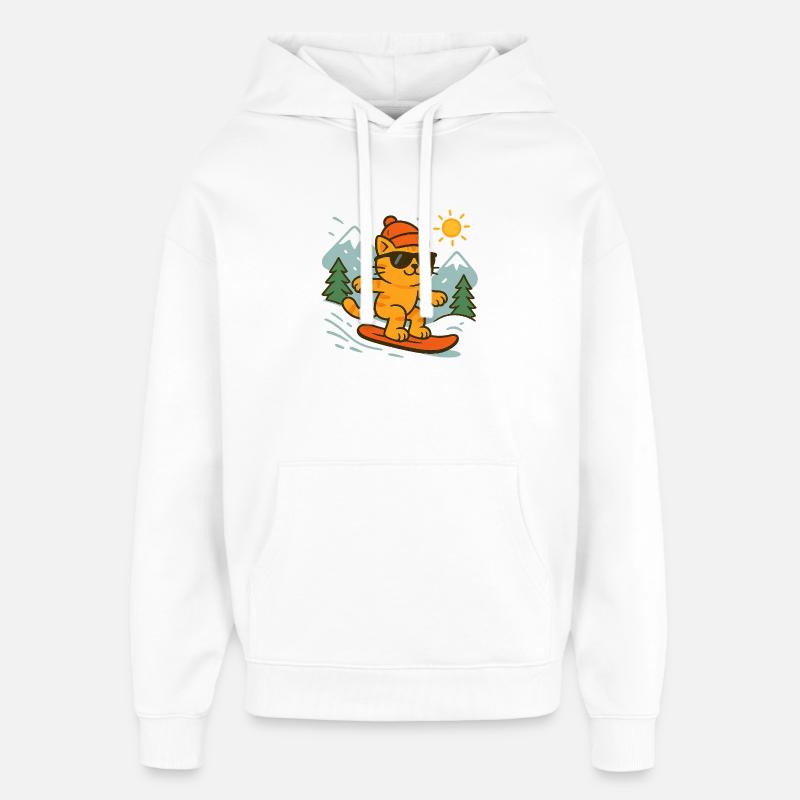 Chat surfeur des cimes en soleil - Sweat à capuche unisexe Stanley/Stella Oversized - blanc