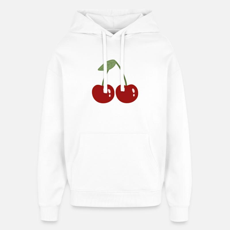 Illustration de cerise jumelle - Sweat à capuche unisexe Stanley/Stella Oversized - blanc