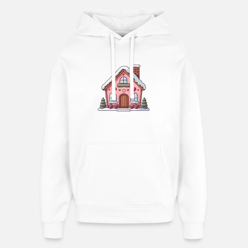 Chalet coeur douillet en hiver - Sweat à capuche unisexe Stanley/Stella Oversized - blanc