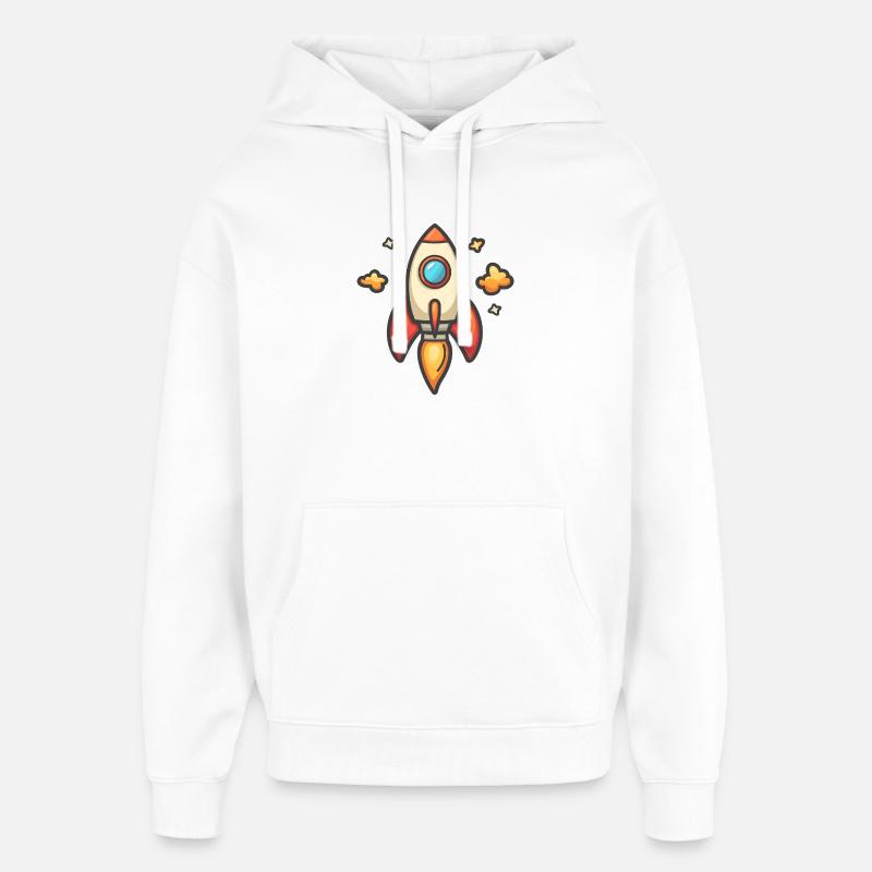 Aventure de dessin animé de fusée - Sweat à capuche unisexe Stanley/Stella Oversized - blanc