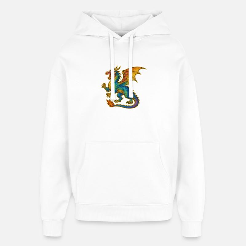 Regenbogen Glitzerdrache - Oversized Unisex Hoodie von Stanley/Stella - Weiß