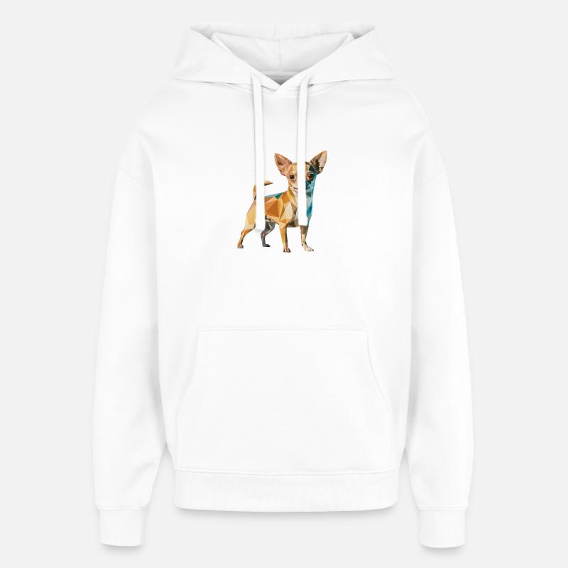 Chihuahua - Cool Low Poly  Logo - Sweat à capuche unisexe Stanley/Stella Oversized - blanc