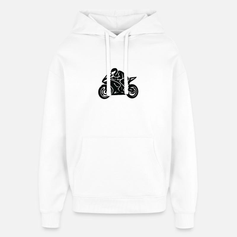 Dessin au trait de moto - Sweat à capuche unisexe Stanley/Stella Oversized - blanc