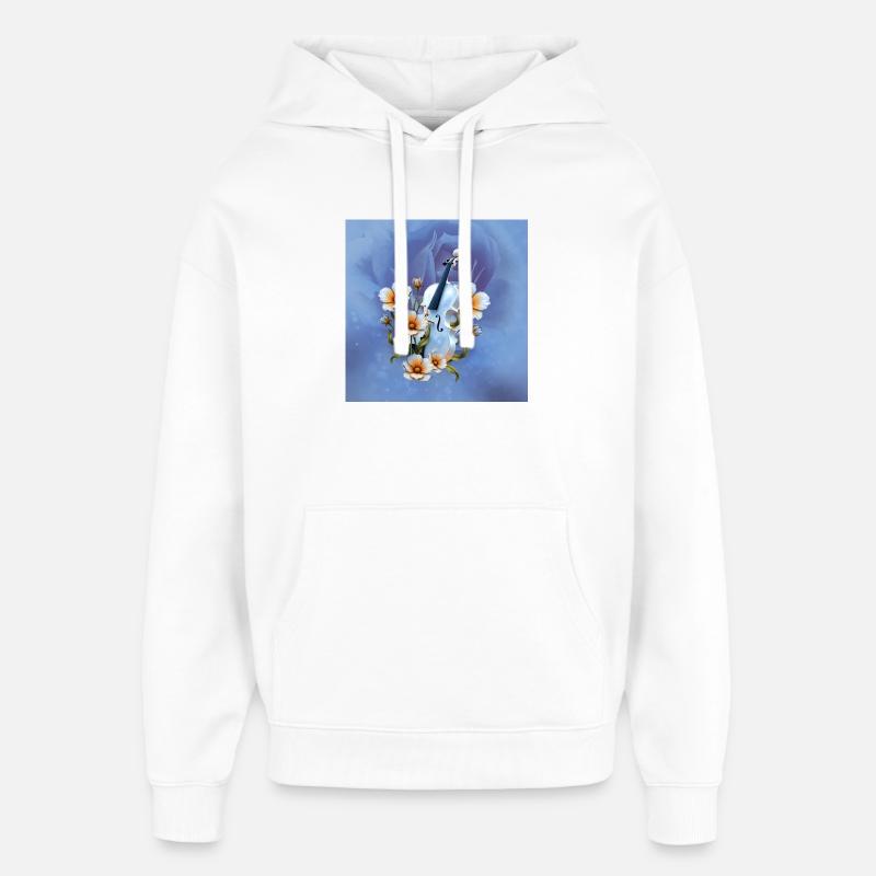 Violon Celeste à fleurs - Sweat à capuche unisexe Stanley/Stella Oversized - blanc
