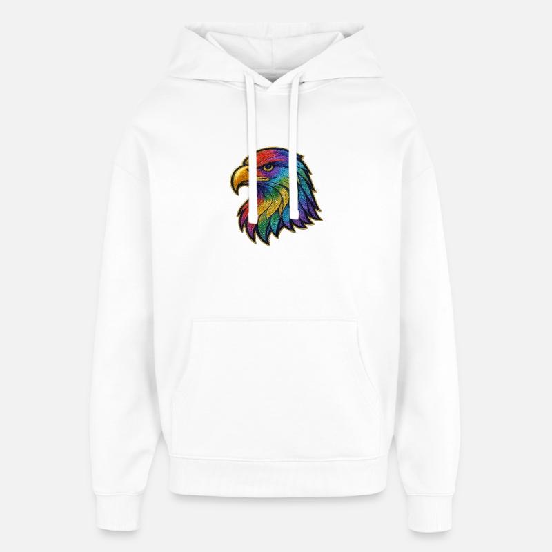 Rainbow Eagle Head Patch - Oversized Unisex Hoodie by Stanley/Stella - white