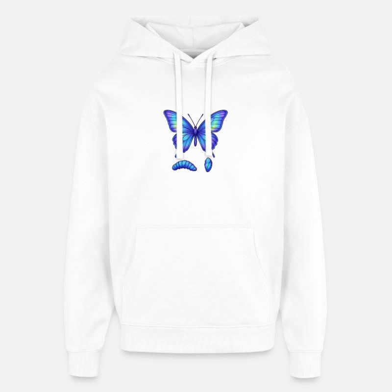 Papillon dégradé bleu - Sweat à capuche unisexe Stanley/Stella Oversized - blanc