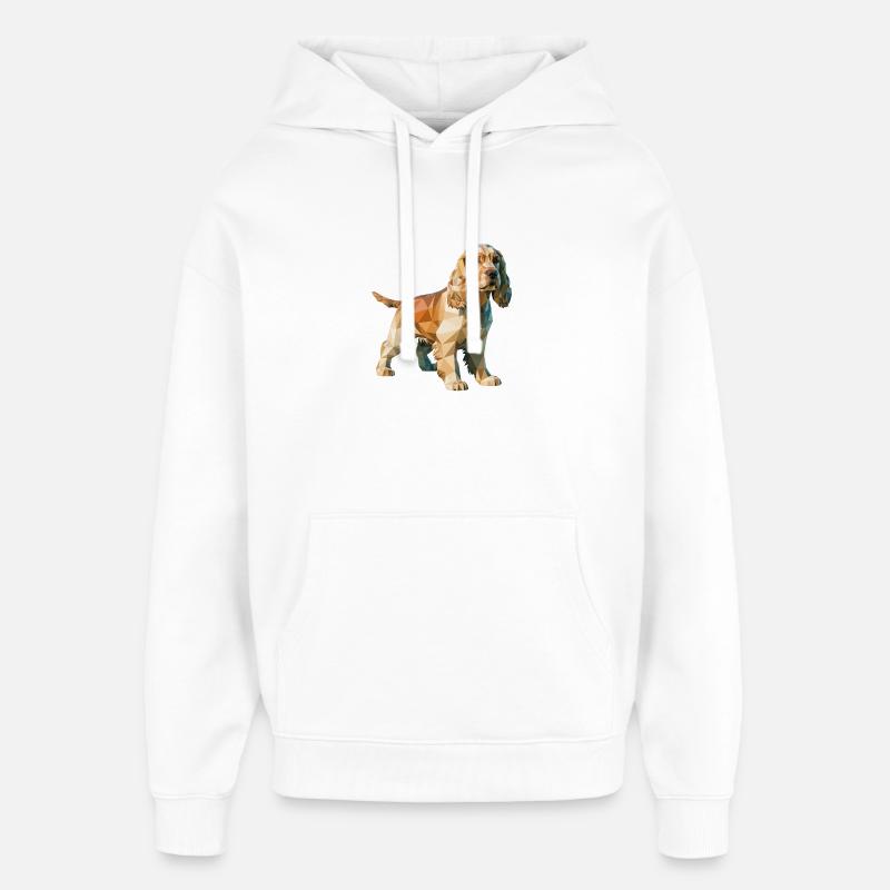 Cocker Spaniel - Cooles Low-Poly-Logo - Oversized Unisex Hoodie von Stanley/Stella - Weiß