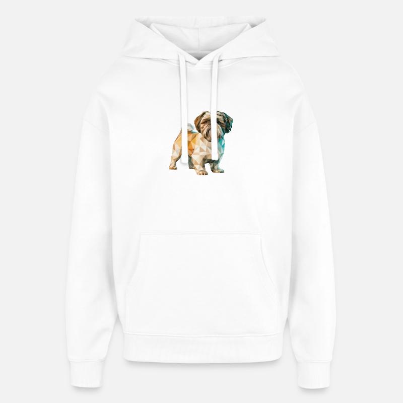 Shih Tzu - Cool Low Poly Logo - Sweat à capuche unisexe Stanley/Stella Oversized - blanc
