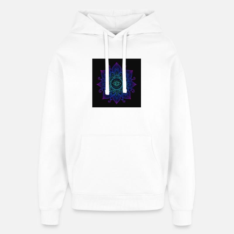 Oeil en néon mandala - Sweat à capuche unisexe Stanley/Stella Oversized - blanc