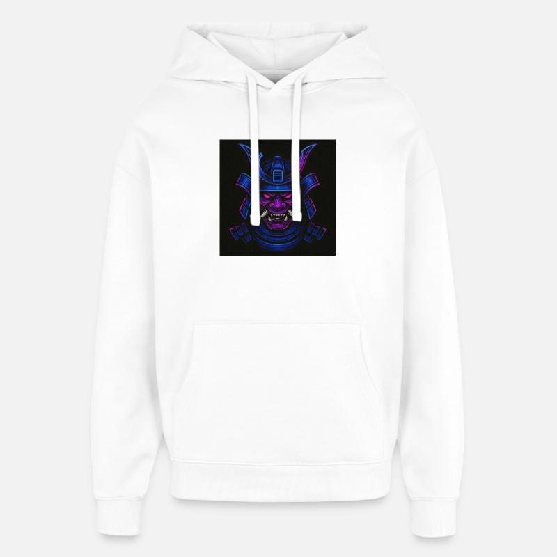 Masque de samouraï néon - Sweat à capuche unisexe Stanley/Stella Oversized - blanc