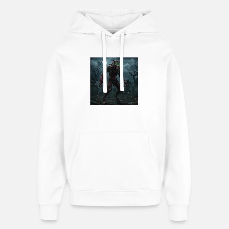 Loup-garou Nuit au clair de lune - Sweat à capuche unisexe Stanley/Stella Oversized - blanc