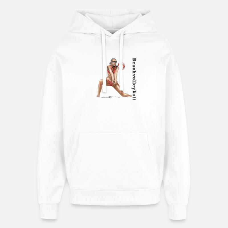 Ballon de volley-ball Diva Rouge - Sweat à capuche unisexe Stanley/Stella Oversized - blanc