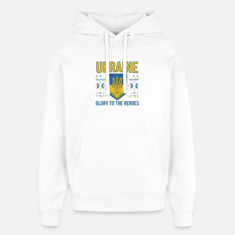 Ukraine Crest Glory Tee - Oversized Unisex Hoodie by Stanley/Stella - white
