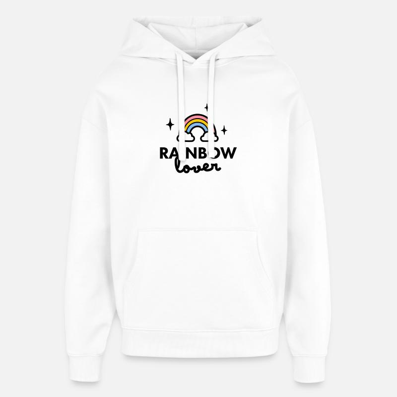 Logo de l’amoureux de l’arc-en-ciel - Sweat à capuche unisexe Stanley/Stella Oversized - blanc