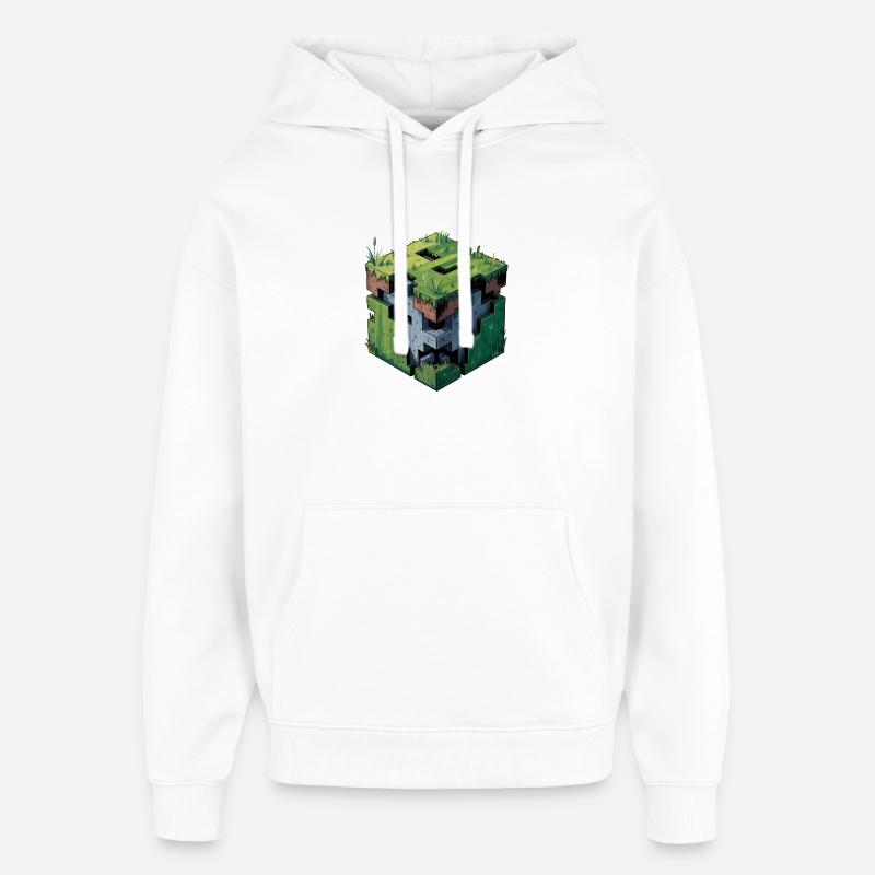 Dirt Block – Cooles Low-Poly-Logo - Oversized Unisex Hoodie von Stanley/Stella - Weiß