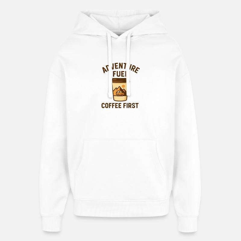 Adventure Fuel – Le café d’abord - Sweat à capuche unisexe Stanley/Stella Oversized - blanc