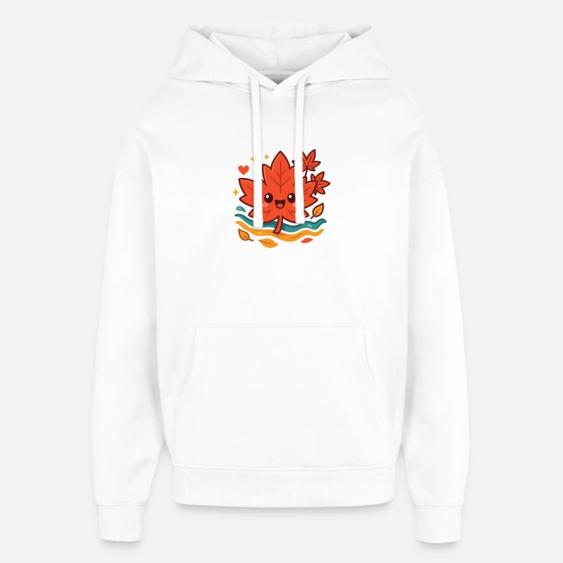 Sourire câlin de feuille d’automne - Sweat à capuche unisexe Stanley/Stella Oversized - blanc