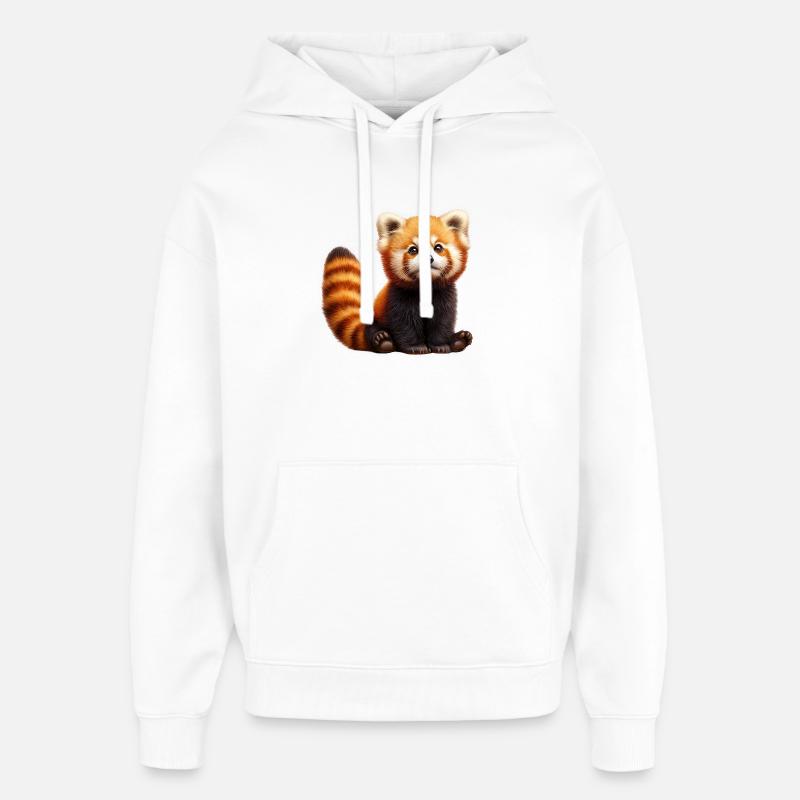 Panda Roux Peluche Adorable - Sweat à capuche unisexe Stanley/Stella Oversized - blanc