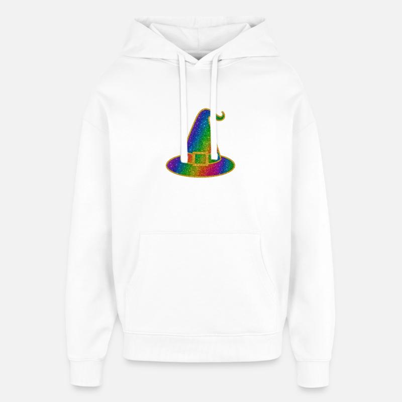 Halloween Rainbow Glitter Witch Hat - Oversized Unisex Hoodie by Stanley/Stella - white