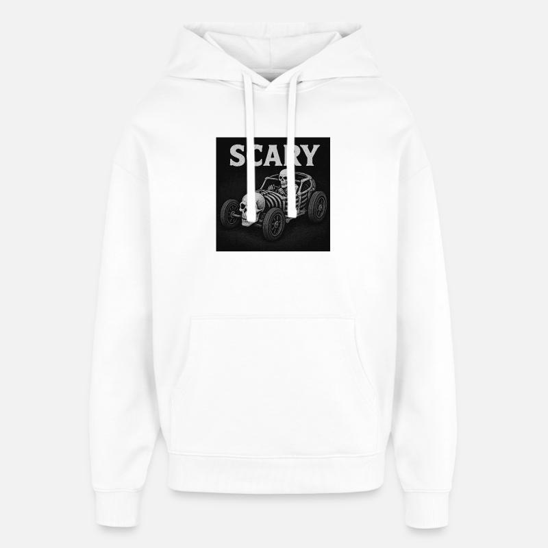 Gruseliges Skelettauto - Oversized Unisex Hoodie von Stanley/Stella - Weiß