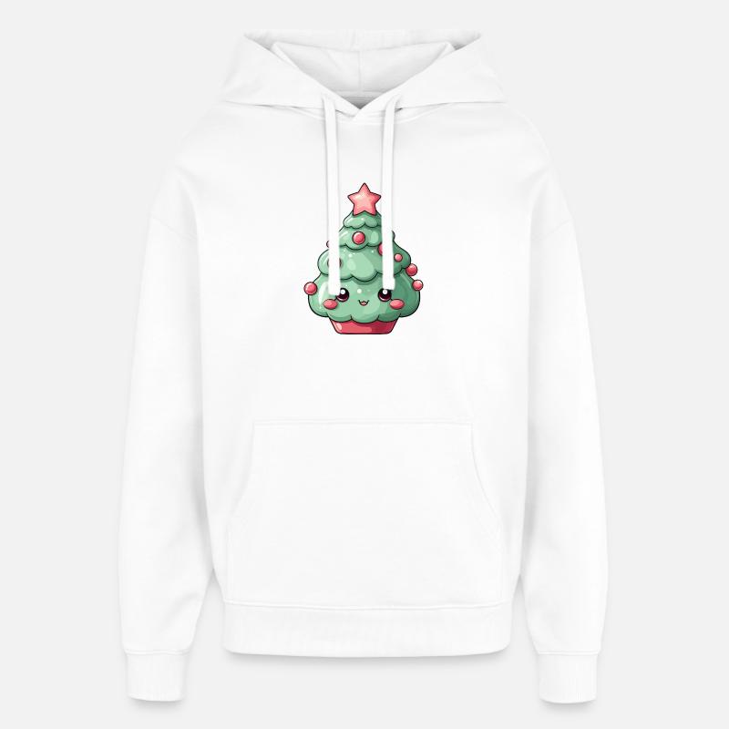 Breloque sapin de Noël kawaii - Sweat à capuche unisexe Stanley/Stella Oversized - blanc