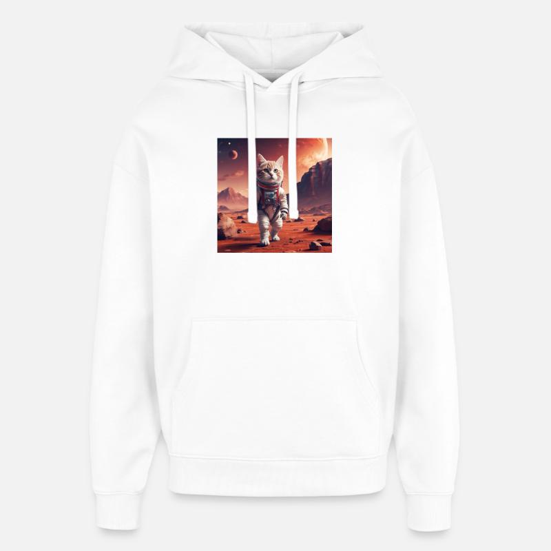 Astronaute chat sur Mars - Sweat à capuche unisexe Stanley/Stella Oversized - blanc
