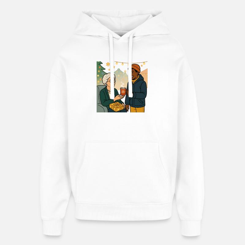 Grand-mère Karin avec son petit-fils - Sweat à capuche unisexe Stanley/Stella Oversized - blanc