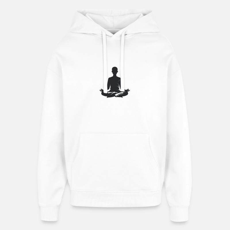 Méditation - Logo Cool Silhouette - Sweat à capuche unisexe Stanley/Stella Oversized - blanc