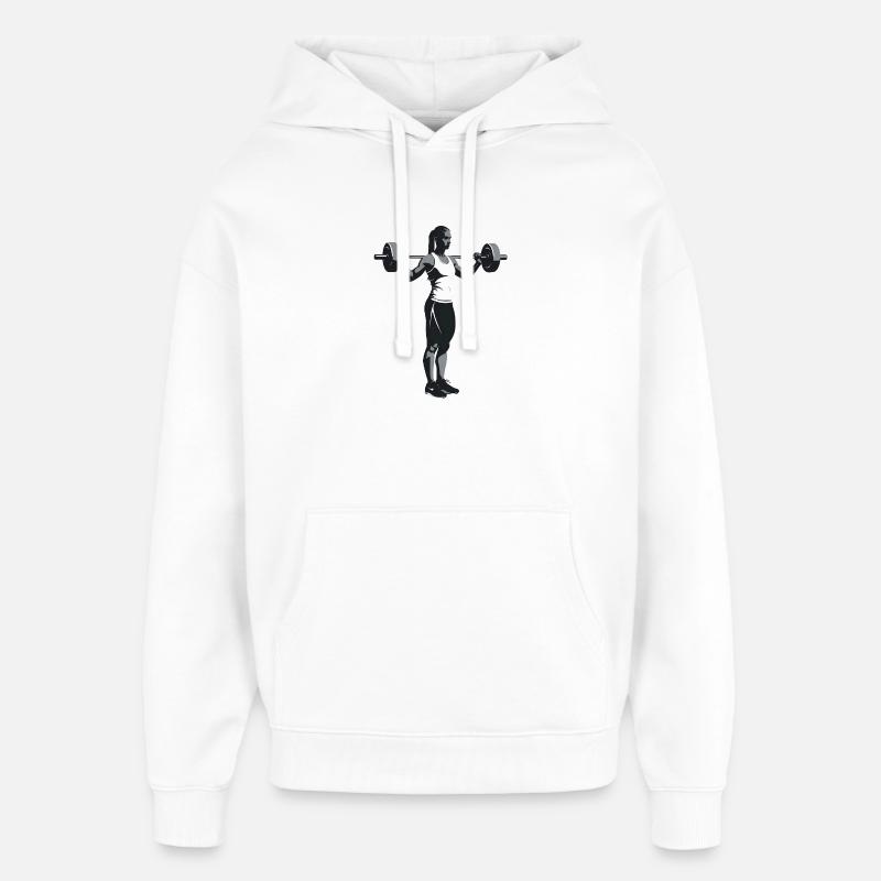 Bodybuilder féminin - Logo Cool Silhouette - Sweat à capuche unisexe Stanley/Stella Oversized - blanc