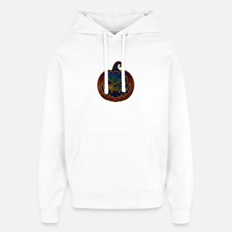 Citrouille arc-en-ciel scintillante pour Halloween - Sweat à capuche unisexe Stanley/Stella Oversized - blanc