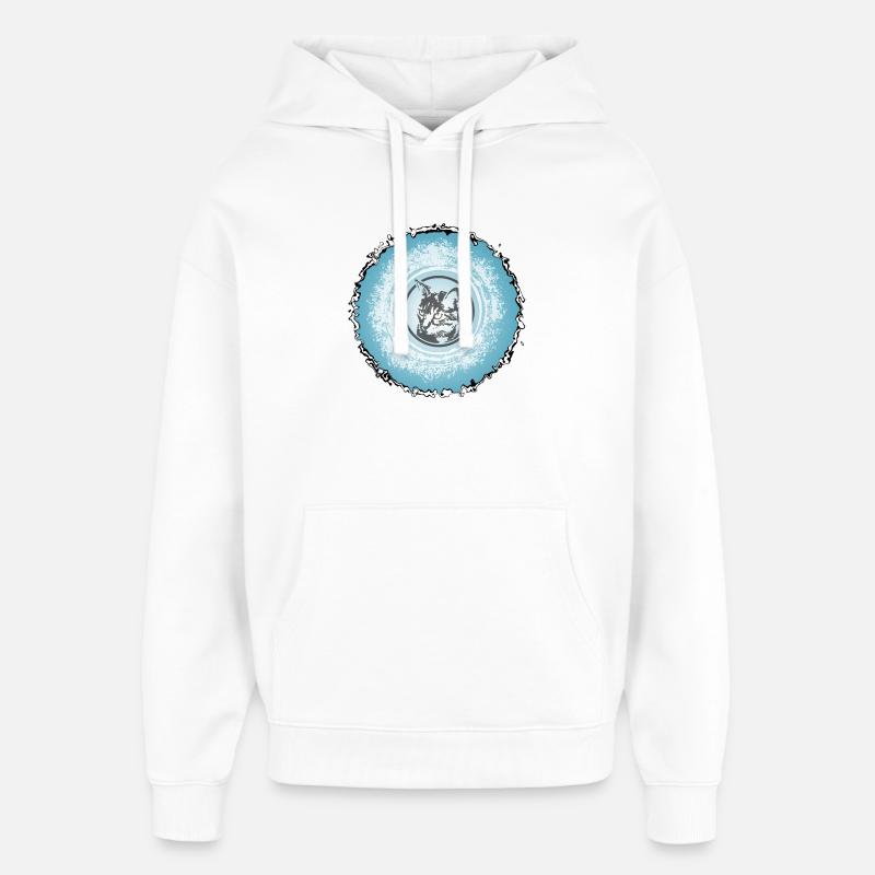 Cercle de chat Silhouette bleue - Sweat à capuche unisexe Stanley/Stella Oversized - blanc